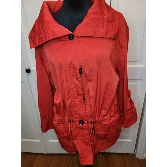 Ruby Rd. Jackets & Blazers - Ruby Rd Bright Coral Anorak Jacket 22 Drawstring Spring Lightweight Preppy